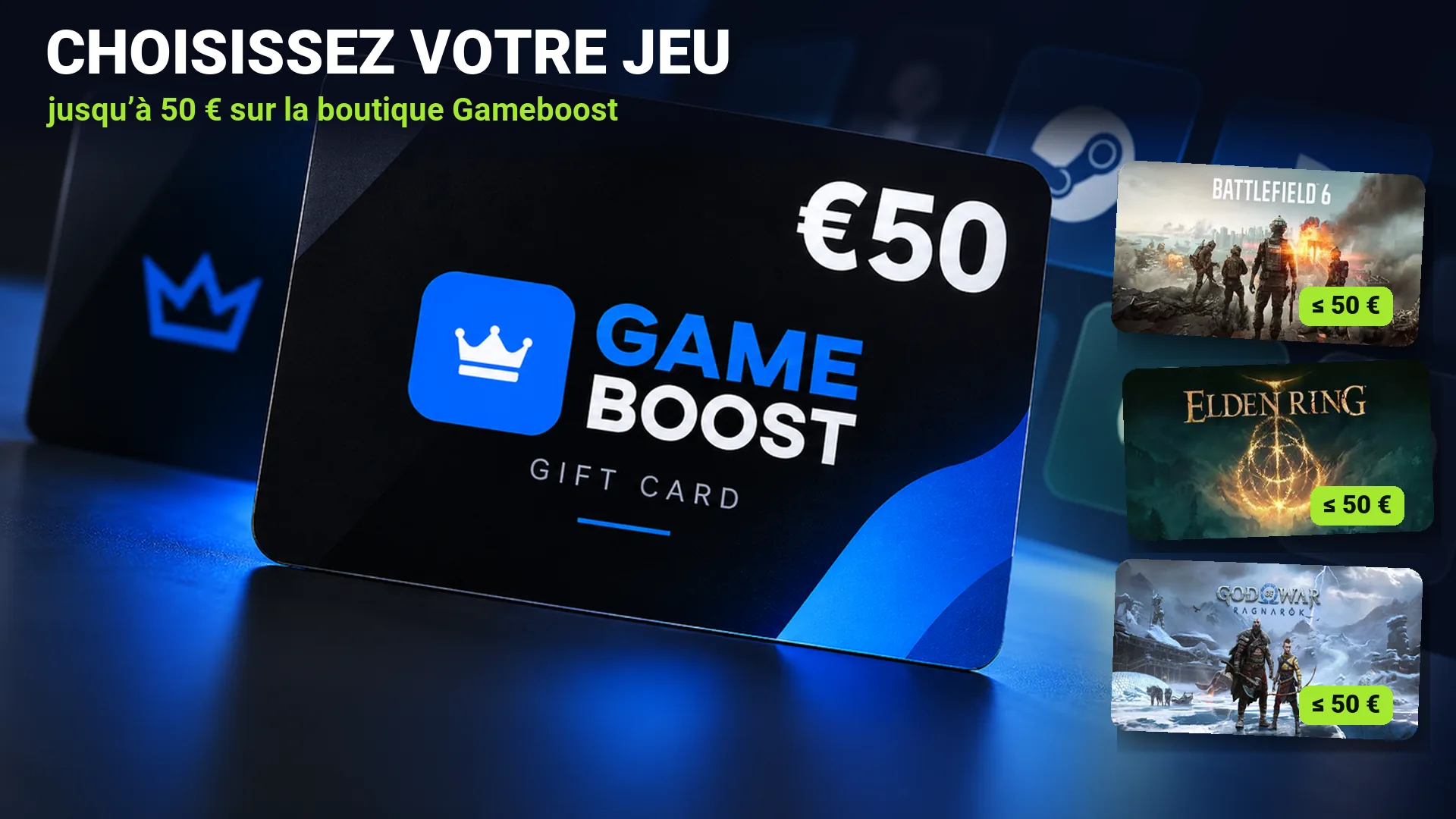 Carte cadeau Gameboost de 50 € gratuite