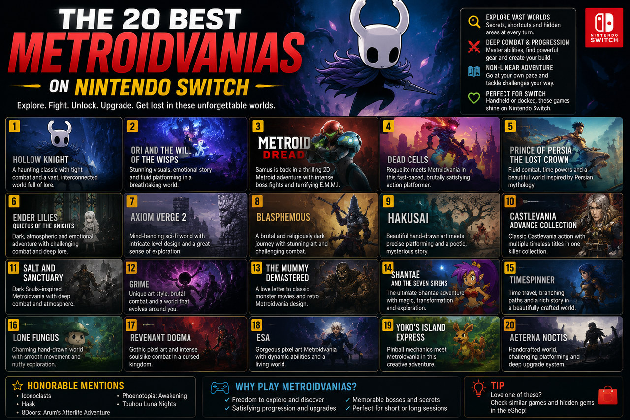 Les 20 meilleurs metroidvania sur Nintendo Switch et leur prix le plus bas