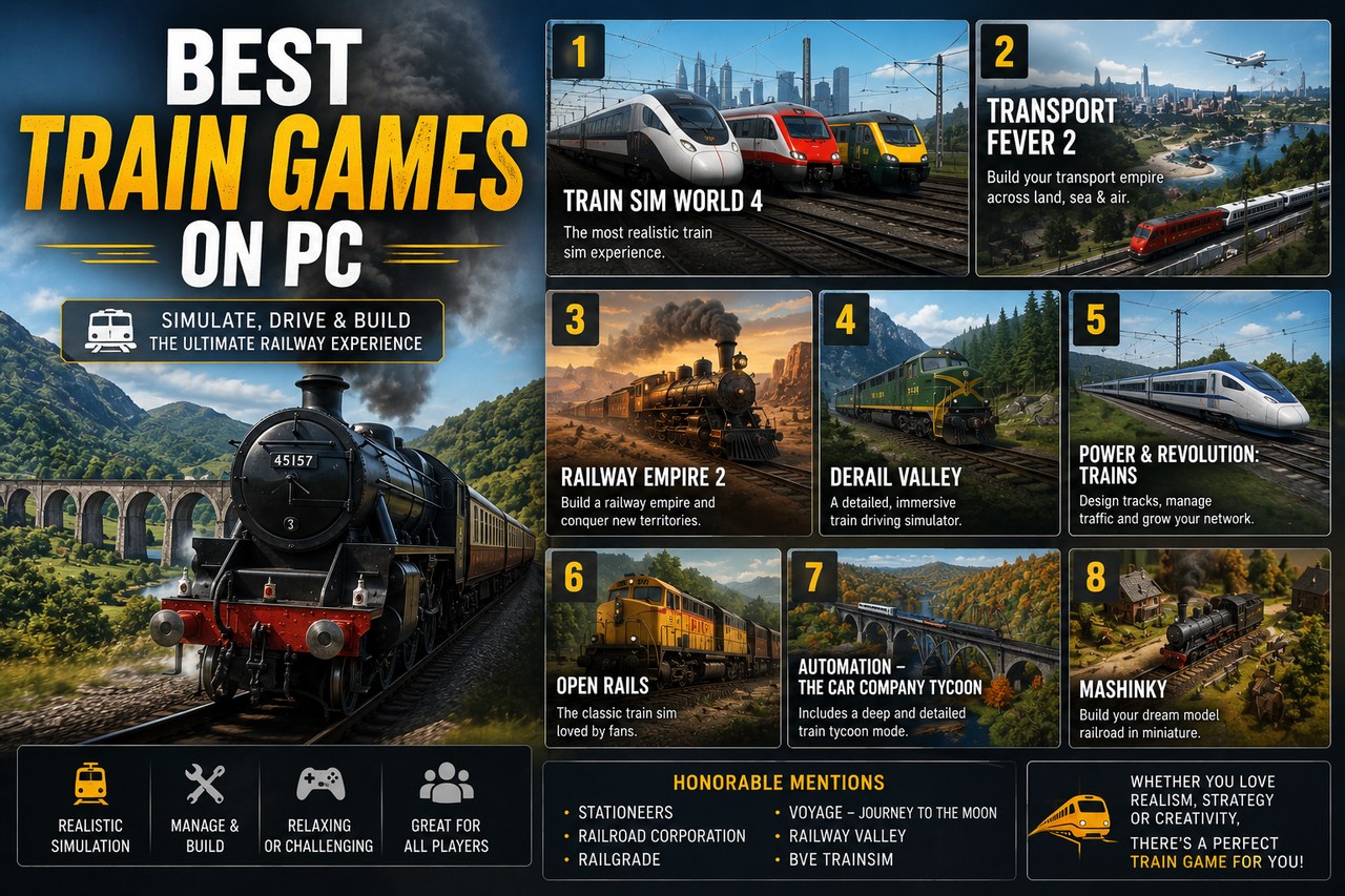 Meilleurs jeux de trains sur PC : 23 titres, la note Steam et le prix du jour