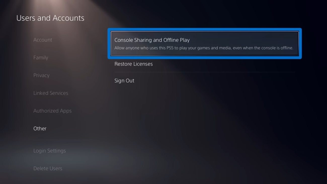 Option Partage de console et jeu hors ligne mise en avant
