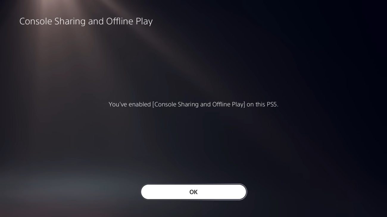 Confirmation du partage de console activé