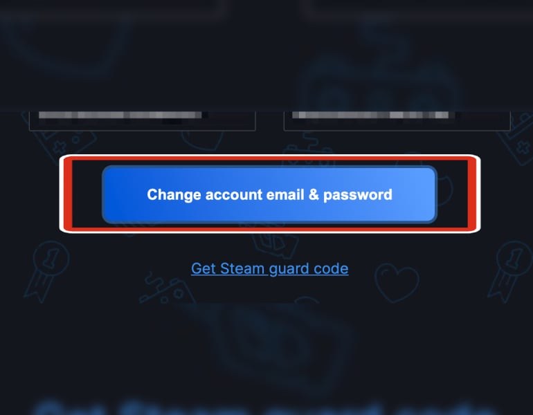 Bouton pour changer l'e-mail et le mot de passe du compte