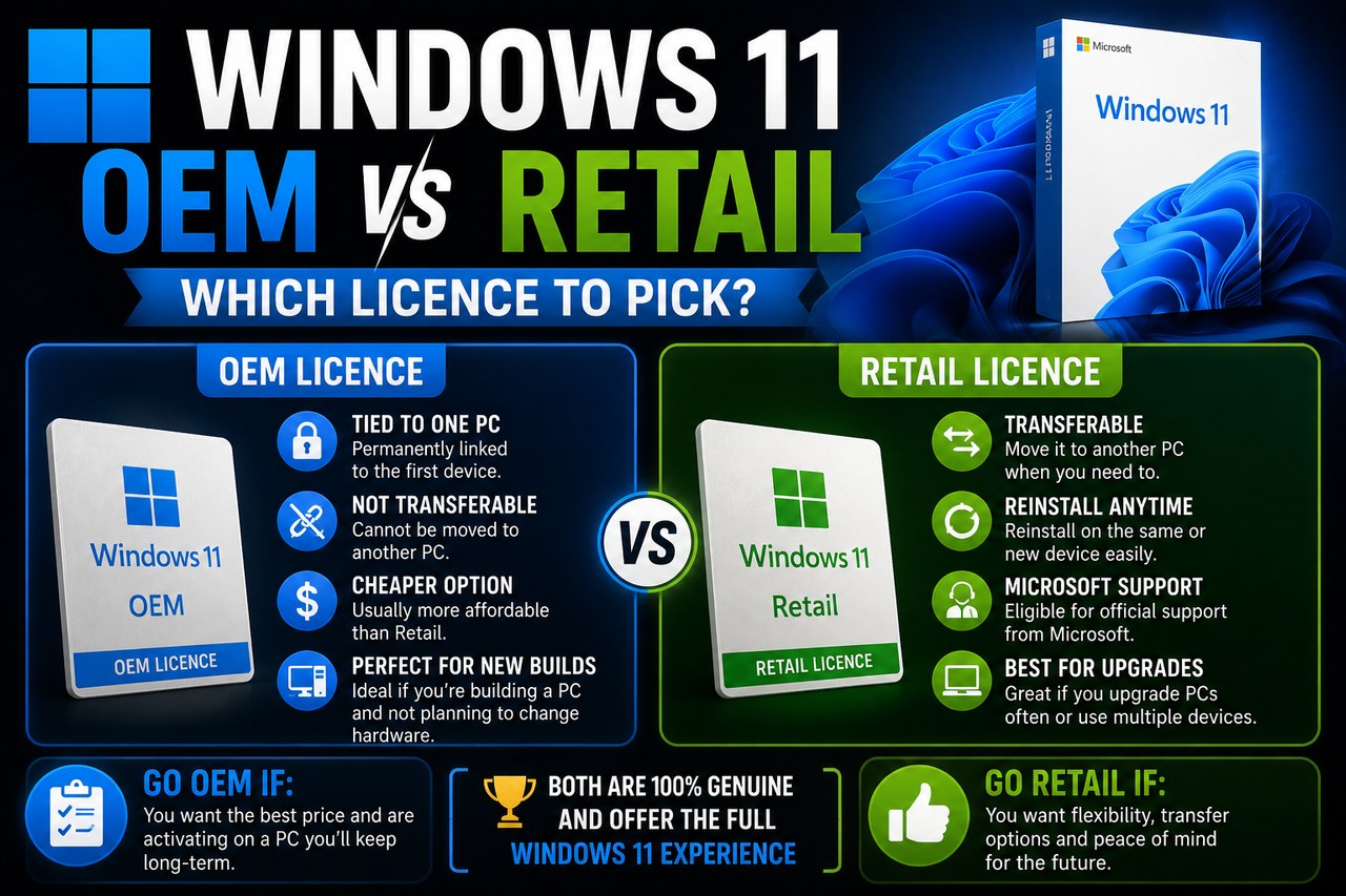 Windows 11 OEM ou Retail : ce qui change et laquelle choisir