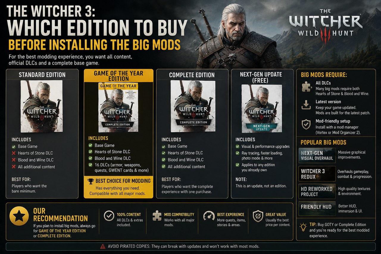 The Witcher 3 : quelle édition acheter pour faire tourner les gros mods
